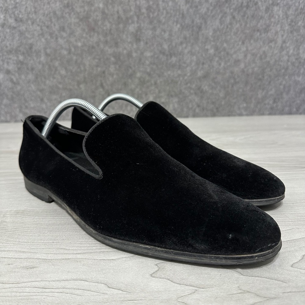Santino Luciano Loafers Mens 11 Black Velvet Slip On Formal C351 Smoking‎ Shoes